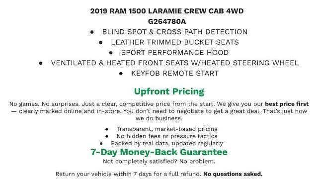 2019 RAM 1500 Laramie Crew Cab 4x4 5'7" Box