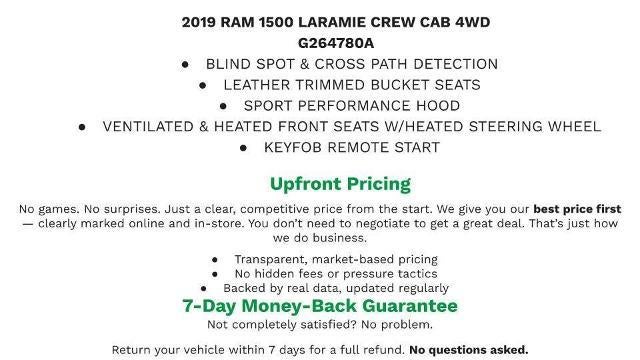 2019 RAM 1500 Laramie Crew Cab 4x4 5'7" Box