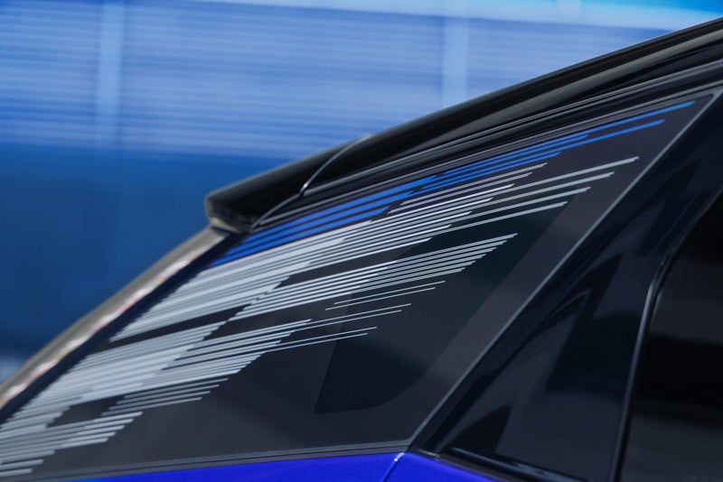 Close-up of the Modern Pattern on the 2026 OPTIQ-V Rear Quarter Glass | Bergstrom Cadillac of Manitowoc in MANITOWOC WI